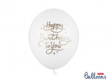 Balionas "Happy Birthday", baltas (30cm)
